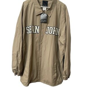 Sean John Men's Spell Out Khaki Tan
Military Button Jacket - Size XL